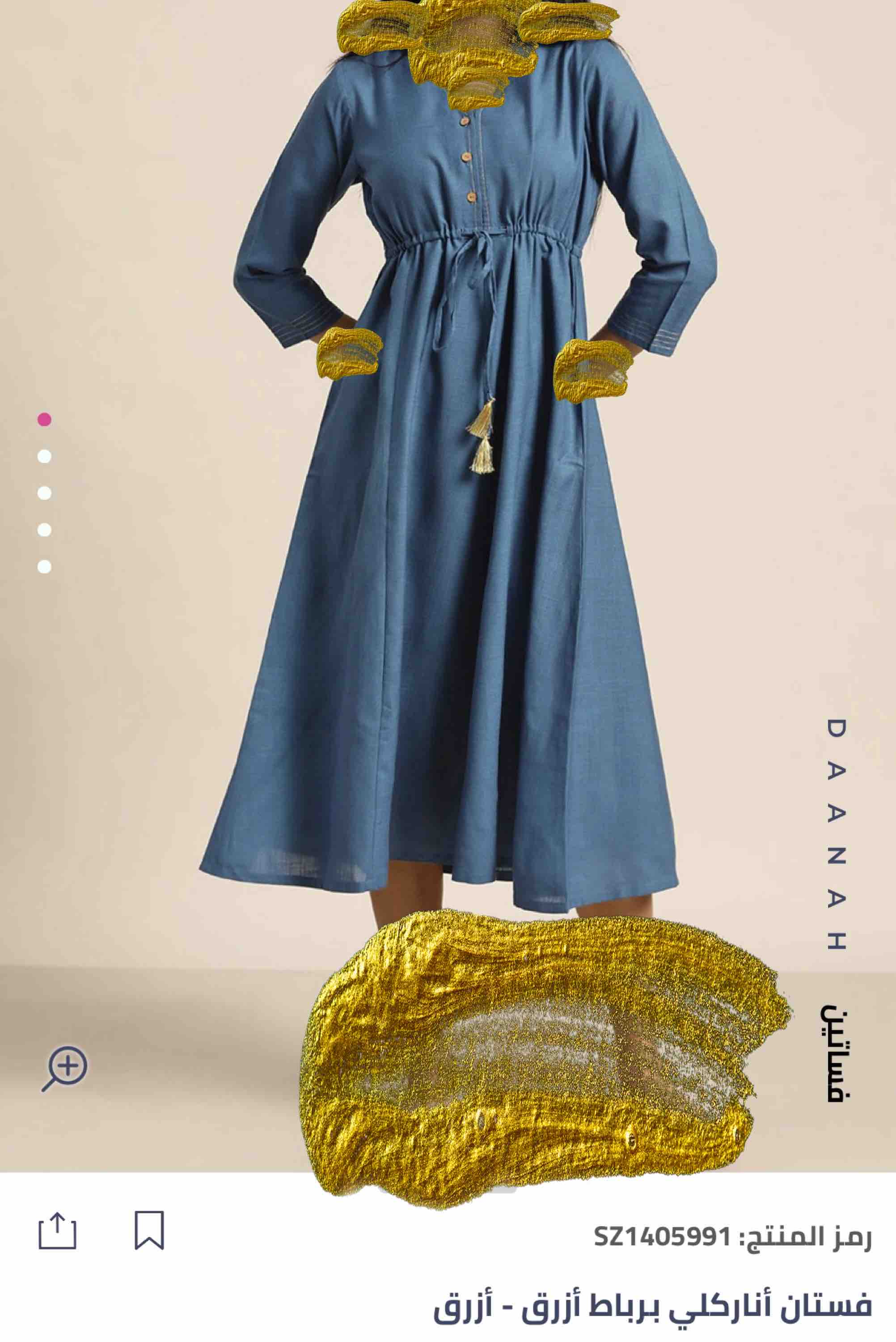 فستان أزرق جديد بورقته، مقاس XS.